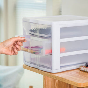 Sterilite ClearView Compact Stacking 3 Drawer Storage Organizer System, 12 Pack