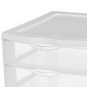 Sterilite ClearView Compact Stacking 3 Drawer Storage Organizer System, 16 Pack