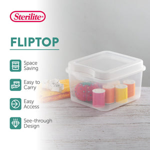 Sterilite 18038612 Plastic FlipTop Latching Storage Container, Clear (48 Pack)
