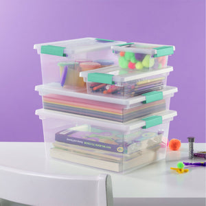 Sterilite Plastic Medium Clip Storage Box Container with Latching Lid, 12 Pack
