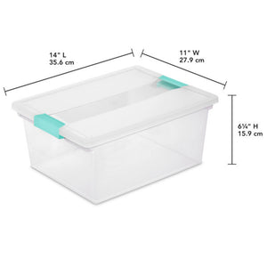 Sterilite Deep Clear Plastic Stackable Storage Bin w/ Clear Latch Lid, 12 Pack