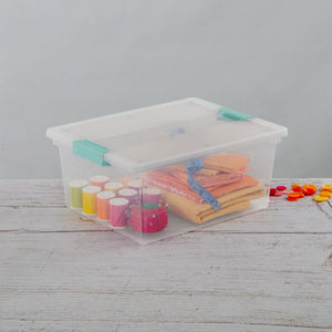 Sterilite Deep Clear Plastic Stackable Storage Bin w/ Clear Latch Lid, 12 Pack