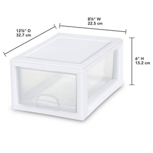 Sterilite 6Qt Stacking Storage Drawer, Plastic Home Organizer Bin, Clear, 6 Pack