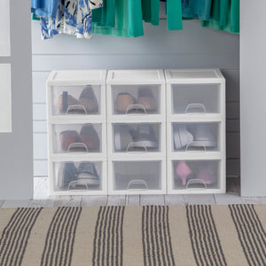 Sterilite 6Qt Stacking Storage Drawer, Plastic Home Organizer Bin, Clear, 6 Pack