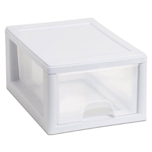 Sterilite 6Qt Stacking Storage Drawer, Plastic Home Organizer Bin, Clear, 6 Pack