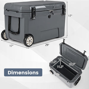 52 Quart Portable Hard Cooler with 6-Day Ice Retention and Wheels