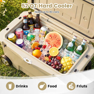 52 Quart Portable Hard Cooler with 6-Day Ice Retention and Wheels