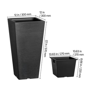 Set of 2 Tall Outdoor Planters 22 Inch