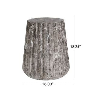 Outdoor Cleme Carved Side Table, Brown End Table