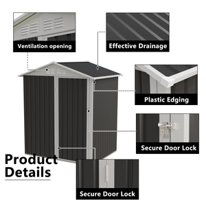 5.4x4.27 FT Outdoor Storage Shed with Hinge Door