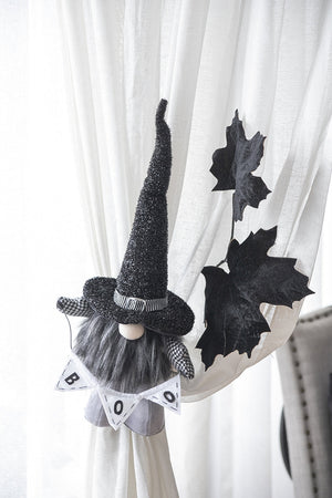 Set of 2 Black Fabric Gnomes with 'Boo' Banner