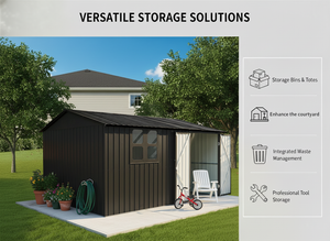 12x10 ft Metal Garden Shed Outdoor Storage
