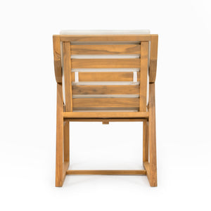 TREXM Patio Dining Chair Set of 2, Wood Outdoor Armchairs with Removable Cushions