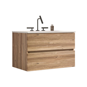 Gloria 30" Wall Mounted Rough Oak Bathroom Vanity