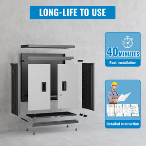 Metal Tool Garage Storage Cabinet with 2 Doors and Lock