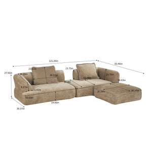 122" Modern L-Shaped Sectional Sofa with Chaise Lounge