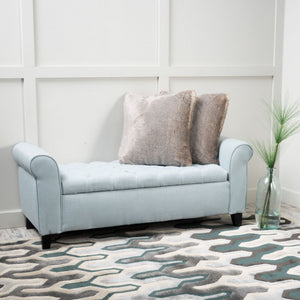 Hayes Contemporary Armed Storage Bench with Rolled Arms and Button Tufting