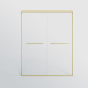 Double Sliding Shower Door, Semi-Frameless Bypass Bathroom Sliding Door With 1/4" (6 Mm) Tempered Glass For Walk-In Shower