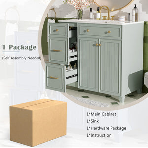 Bathroom Vanity With Sink, Soft Close Doors, Adjustable Shelves