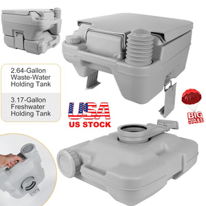 10L/2.64Gal Portable Toilet Camping Porta Potty Leak-proof Flush Travel Commode For Camping Traveling Boating Outdoor Activities