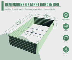6x3x1.5ft Galvanized Raised Garden Bed