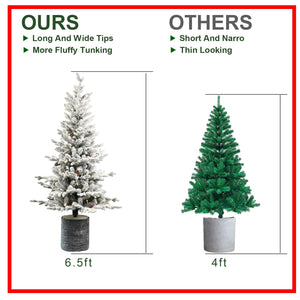 6.5FT Flocked Christmas Tree with Pot Base