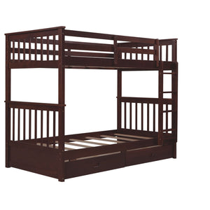 Bunk Bed With Ladders And 2 Storage Drawers