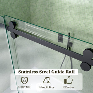 56-60"W x 60"H Frameless Sliding Tub Shower Door Enclosure, Matte Glass