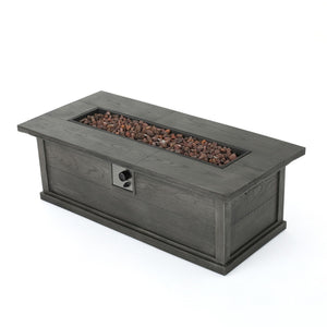 Transitional Rectangular Outdoor Propane Fire Pit With 50,000 BTU