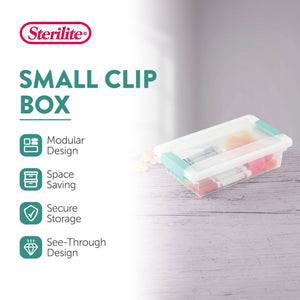 Sterilite Small Clip Box Clear Storage Bin with Latching Lid, 6-Pack