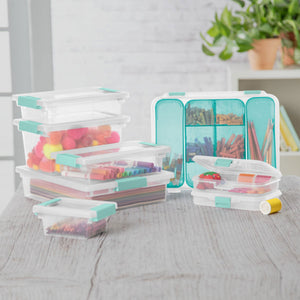 Sterilite Small Clip Box Clear Storage Bin with Latching Lid, 6-Pack