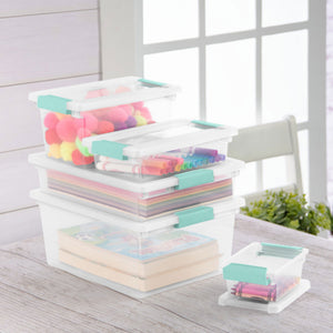 Sterilite Small Clip Box Clear Storage Bin with Latching Lid, 6-Pack