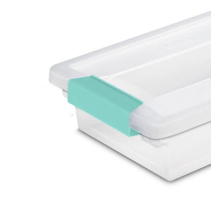 Sterilite Small Clip Box Clear Storage Tote Container with Latching Lid, 24 Pack