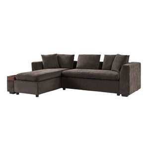 Modern L Shaped Sectional Sofa With Upholstery And Wooden Storage