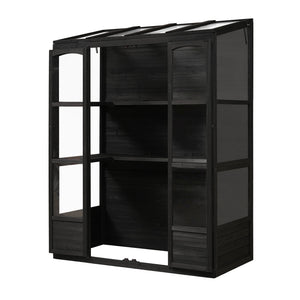 TOPMAX 78-inch Wooden Greenhouse Cold Frame with 4 Independent Skylights and 2 Folding Middle Shelves