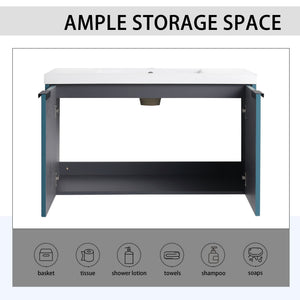 Contemporary Wall Mounted Bathroom Vanity With Resin Double Sink