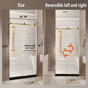 Frameless Shower Door, Smooth Sliding Tracks