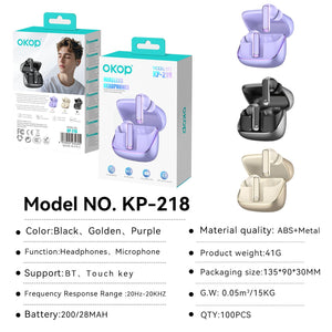 KP-218 Wireless Noise Canceling In Ear Sports Bluetooth Earbuds New Model With Long Battery Life Low Latency And Fast Charging