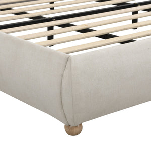 Upholstered Platform Bed Frame With Curved Headboard