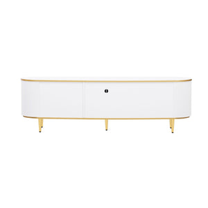 Modern TV Stand For TVs Up To 80", Entertainment Center With 4 Drawers And 1 Cabinet, Wood TV Console Table With And Handles For Living Room - White