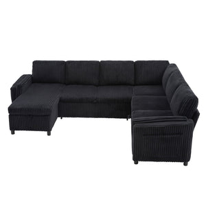 Convertible U-Shaped Sectional Sofa Bed With USB Ports And Storage
