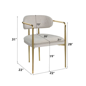 Zayn Arm Chair (Set of 2) - Beige / Gold