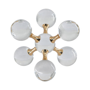 7.9" x 7.9" x 7.9" Clear and Gold Decorative Sculpture