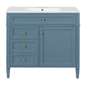 Bathroom Vanity With Top Sink, 2 Drawers And Tip Out Drawer