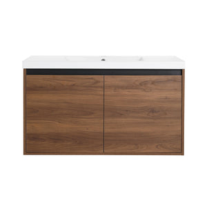 Bathroom Vanity Set With Resin Countertop Sink And 2 Doors, Engineered Wood