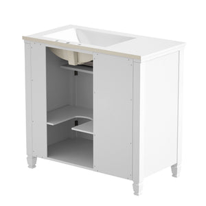 Modern Bathroom Vanity With Ceramic Sink, Freestanding