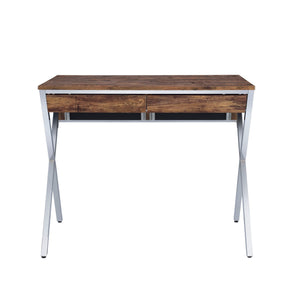 Callers Weathered Writing Desk - Chrome / Oak