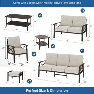 Patio Furniture Set with Coffee Table and Cushions for Backyard