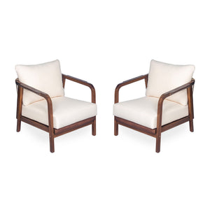 Outdoor Lounge Chair With Woven Backrest and Solid Wood Frame