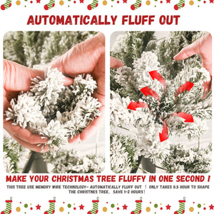 6FT Flocked Christmas Tree with 752 Tips